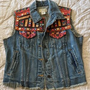 Denim & Supply Ralph Lauren Colorful Embroidered Denim Vest